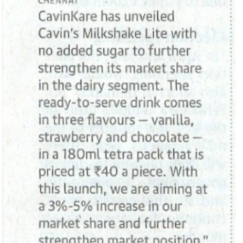 CavinKare unveils milkshake variants