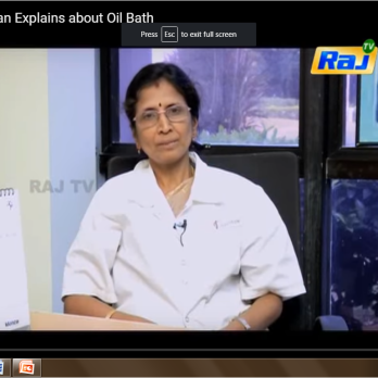 Ms. Lakshmi explains the benefits of oil bath